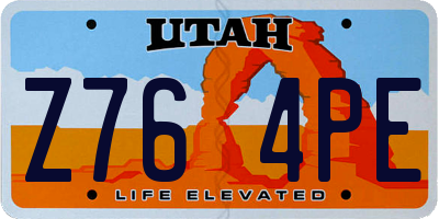 UT license plate Z764PE