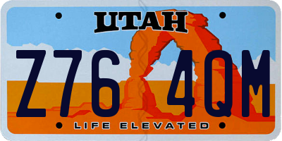 UT license plate Z764QM