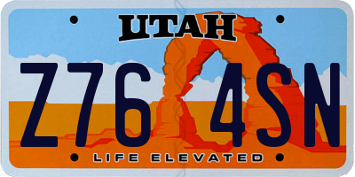 UT license plate Z764SN