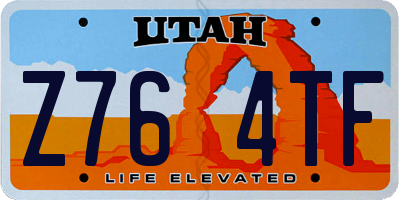 UT license plate Z764TF