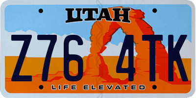 UT license plate Z764TK