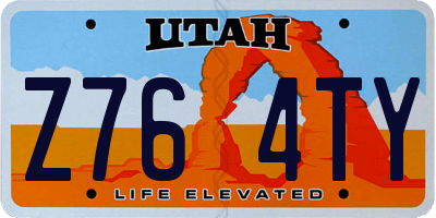 UT license plate Z764TY
