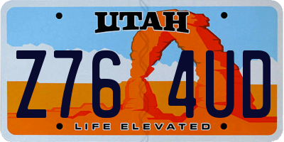 UT license plate Z764UD