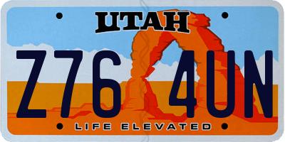 UT license plate Z764UN