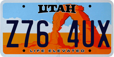 UT license plate Z764UX