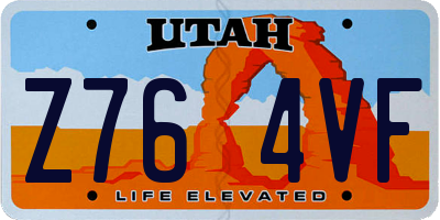 UT license plate Z764VF