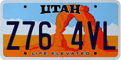 UT license plate Z764VL