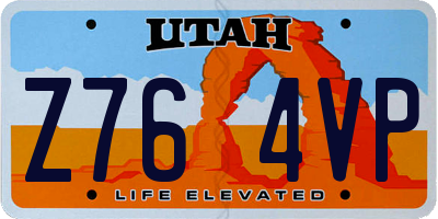 UT license plate Z764VP