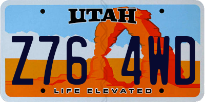 UT license plate Z764WD
