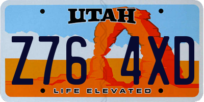 UT license plate Z764XD
