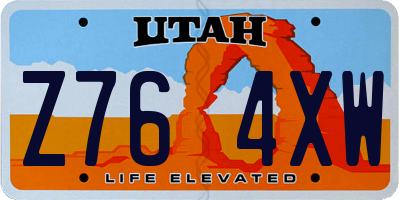UT license plate Z764XW