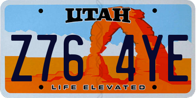UT license plate Z764YE