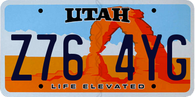 UT license plate Z764YG
