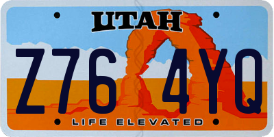 UT license plate Z764YQ