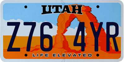 UT license plate Z764YR