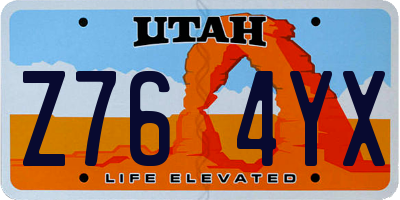 UT license plate Z764YX