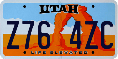 UT license plate Z764ZC