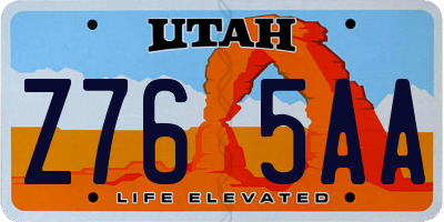 UT license plate Z765AA