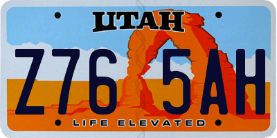 UT license plate Z765AH