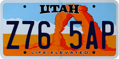 UT license plate Z765AP