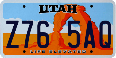 UT license plate Z765AQ