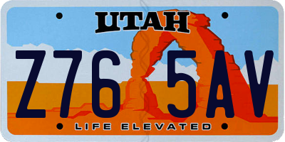 UT license plate Z765AV