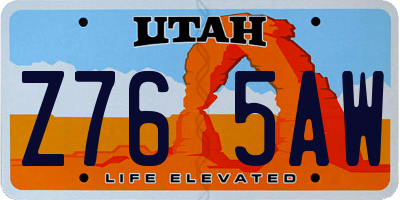 UT license plate Z765AW