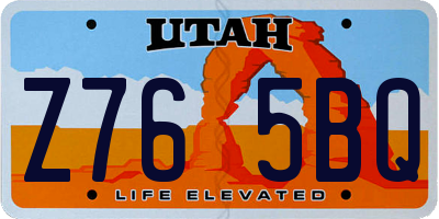 UT license plate Z765BQ