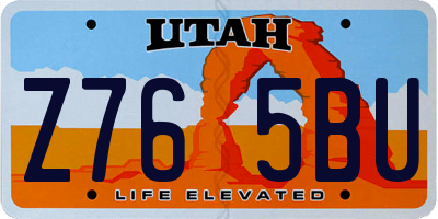 UT license plate Z765BU