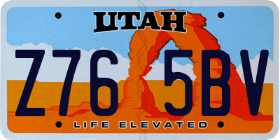 UT license plate Z765BV