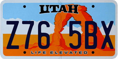 UT license plate Z765BX