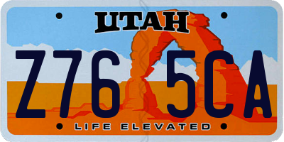UT license plate Z765CA