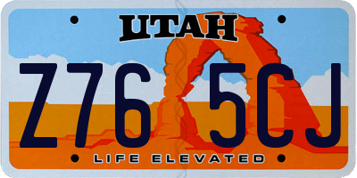 UT license plate Z765CJ