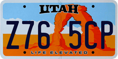UT license plate Z765CP