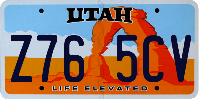 UT license plate Z765CV
