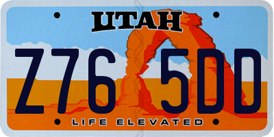 UT license plate Z765DD
