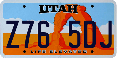 UT license plate Z765DJ
