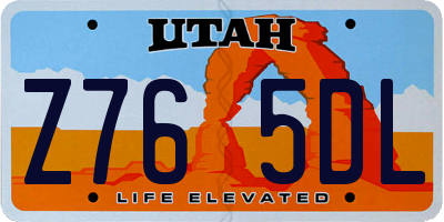 UT license plate Z765DL