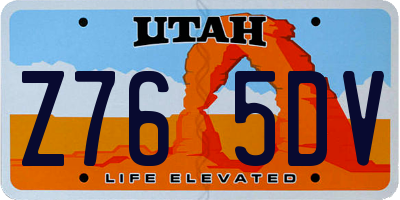 UT license plate Z765DV