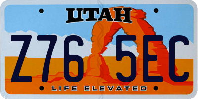 UT license plate Z765EC
