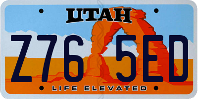 UT license plate Z765ED