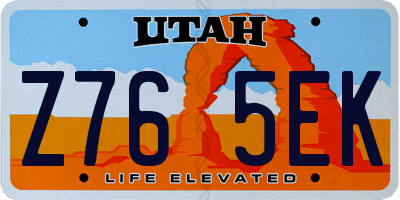 UT license plate Z765EK