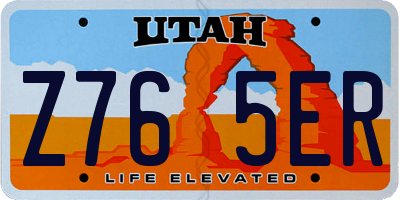 UT license plate Z765ER