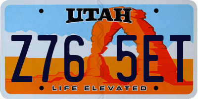 UT license plate Z765ET