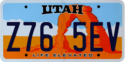 UT license plate Z765EV