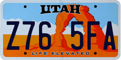 UT license plate Z765FA