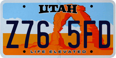 UT license plate Z765FD