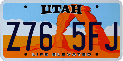 UT license plate Z765FJ