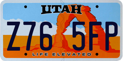 UT license plate Z765FP