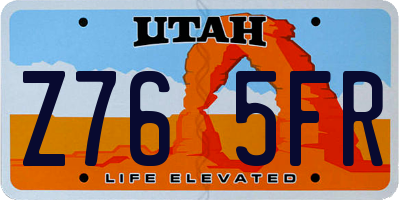 UT license plate Z765FR